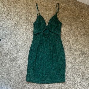 Green floral lace bodycon dress